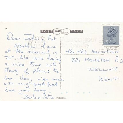 Corfe Castle Dorset Dennis Postcard 1986 posted corner crease