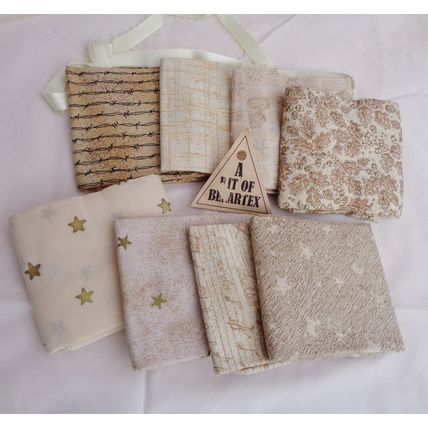8 Benartex Fabric Material 9x21 Inch Pieces Beige Prints