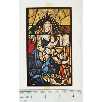 Vintage card: King Gaspar before the Virgin & Child