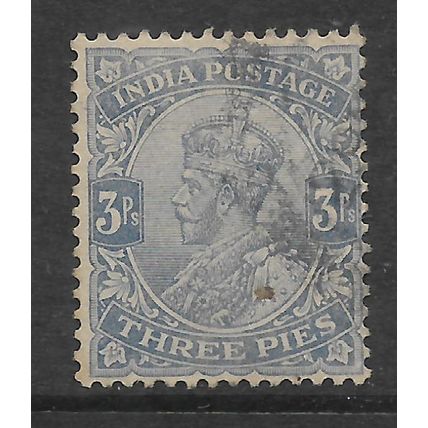 INDIA 1911 3p GREEN SG 152 FINE USED#2