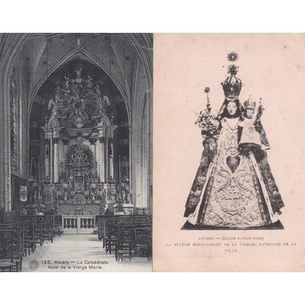 Belgium Anvers Eglise Our Lady Of Vierge Marie Religious 2x Old Postcard s