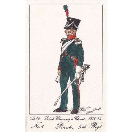 Chasseurs A Cheval Polish Private 5th Regiment Soldier Napoleonic War Postcard