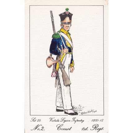 Vistula Legion Infantry Polish Cornet 1st Regiment Soldier Napoleonic War Postca