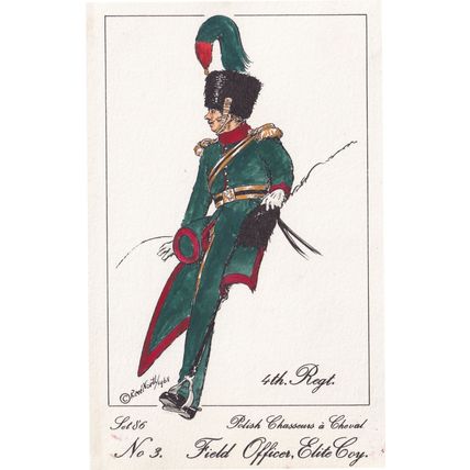 Polish Chasseurs 1810 4th Regiment Field Officer Soldier Napoleonic War Postcard