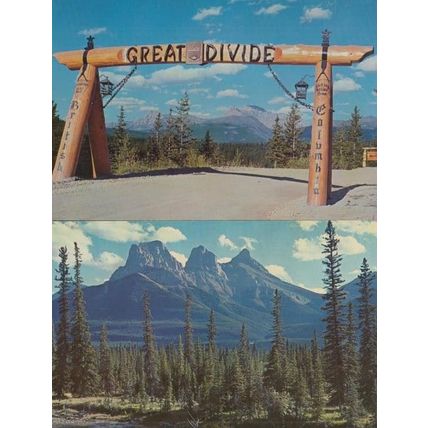 Canadian Rockies Great Divide Three Sisters 2x Canada Postcard s