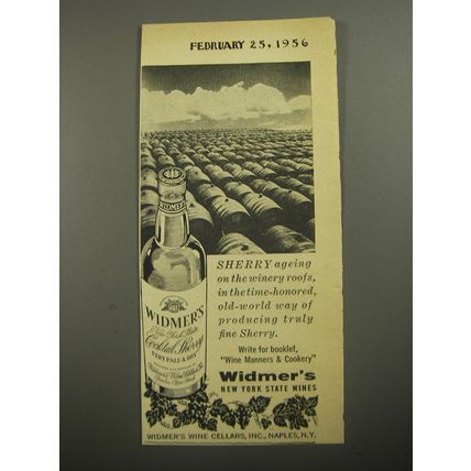1956 Widmer's Cocktail Sherry Ad - Sherry ageing on the winery roofs