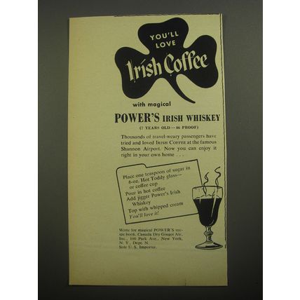 1956 Power's Irish Whiskey Ad - You'll love Irish Coffee