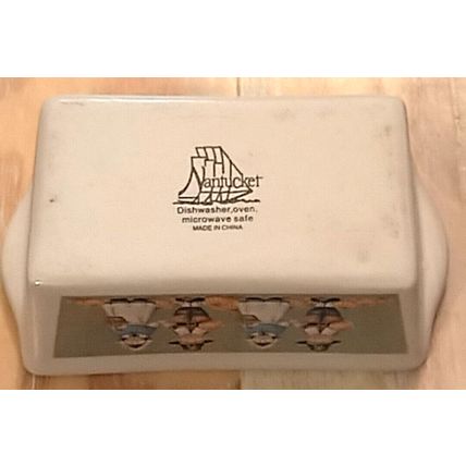 Nantucket Ceramic Pilgrim Loaf Pan 5x3x2 Thanksgiving Harvest Pumpkins Fall Time