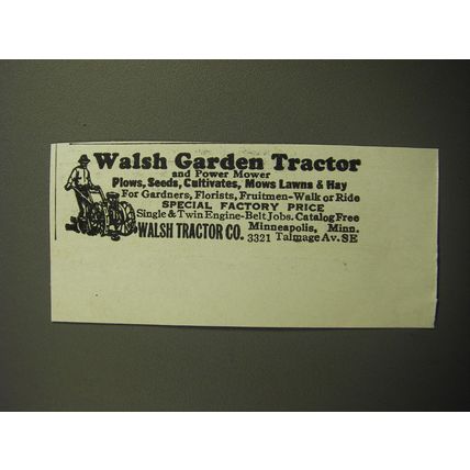 1928 Walsh Garden Tractor Advertisement