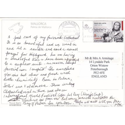 Mallorca Palma Spain Postcard posted 2014 creased