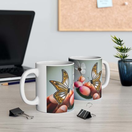 April Diamond Birth Month Colors Fairies & Butterflies #3 Mug 11oz AI Decorative