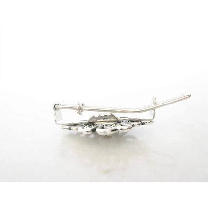 Set of 2 extra tiny small silver clover flower metal barrette hair clip for