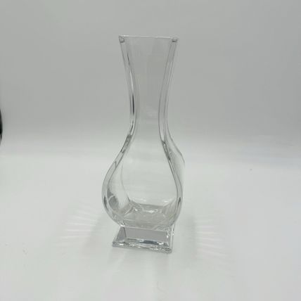 Baccarat Crystal France Lotus Vase For Tiffany & Co 10” Vintage Geometric Square