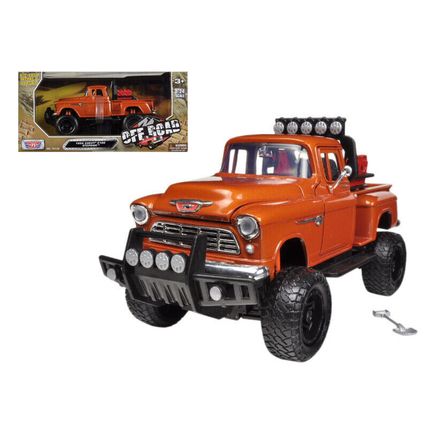 1955 Chevrolet 5100 Stepside Off-Road Pickup Truck Orange 1/24 Diecast Model ...
