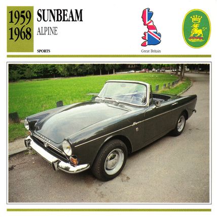 Collectors Club card. Classic Cars. Sunbeam Alpine #1