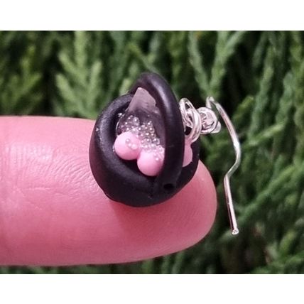 Rose Quartz cauldron earrings handmade polymer clay spell potion jewellery