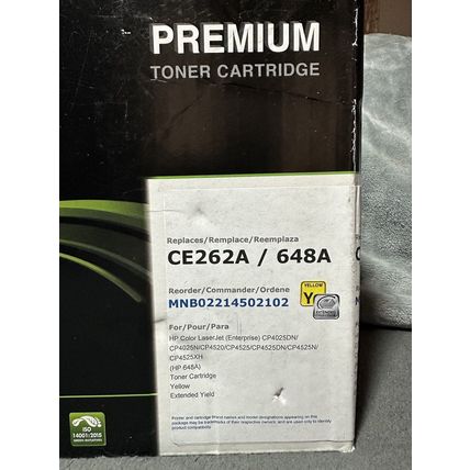 Yellow Premium Toner Cartridge CE262A/648A Compat. HP Color LaserJet Enterprise