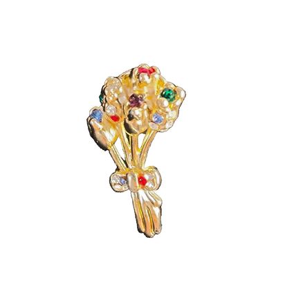 Bouquet Pin Badge Lapel Brooch Collatable Gold Metal 1.6 cm x 2.9 cm BA172