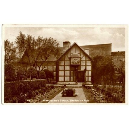Shakespeare's Garden Stratford on Avon Vintage Postcard Postmark STRATFORD 1933