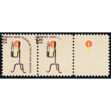 1610a, MNH $1 - RARE Transitional Error Strip of Three Stamps - Stuart Katz