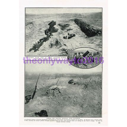 Russian Trench & Spot the Bayonets, WW1, Book Illustration (Print), 1915-18