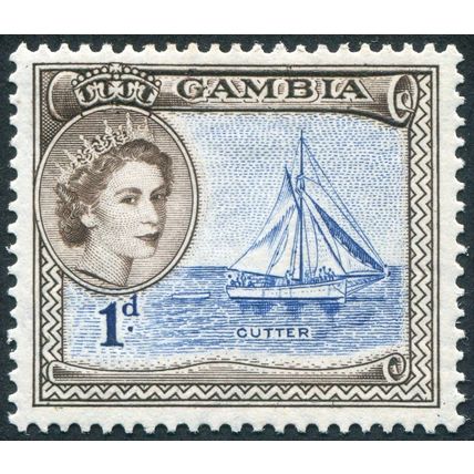 Gambia 1953 1d deep ultramarine & deep brown SG172 unused