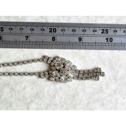 Rhinestone Cascade Necklace, Vintage Silver Tone Glamour, Cluster Pendant Drop
