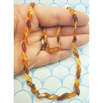 Vintage Natural Baltic Amber Polished Beaded Necklace