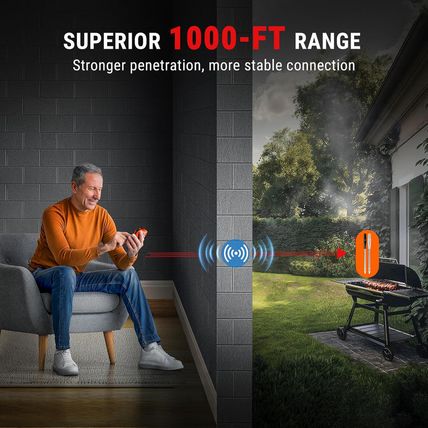 Thermopro Tempspike 1000FT Wireless Meat Thermometer Digital with 2 Upgraded Ult
