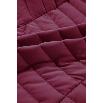 Burgundy Plush Collared Quilted Zipped Puffer Vest