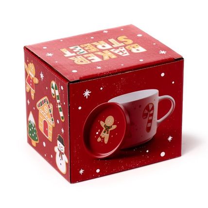 Gingerbread Man Mug/Coaster Set Porcelain 8.5 CM Gift Microwave/Dishwasher Safe