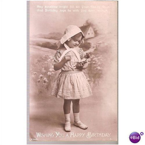 birthday children postcard rp downey head sg352 used