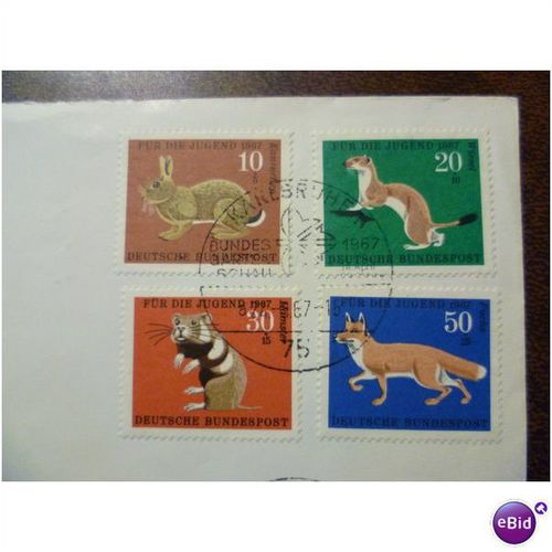 Germany 1967 Federal Garden Show special event cover animal set of 4 stamps