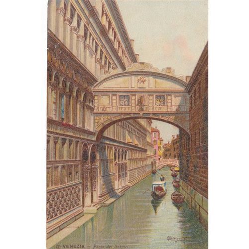 Artist Drawn Ponte Del Sospirt Venezia Italy Postcard (F2463)