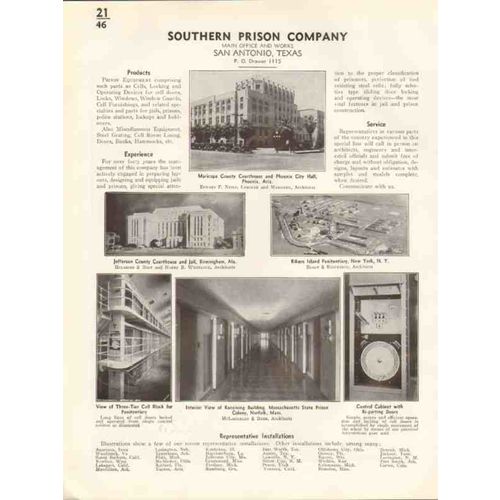 southern prison company 1938 cells doors window guards vintage catalog