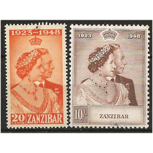 Zanzibar 1949 Royal Silver Wedding Set SG333-334 Mounted Mint ....