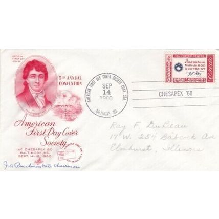 United States 1960 First Day Cover Society FDC Baltimore Cancel written VGC