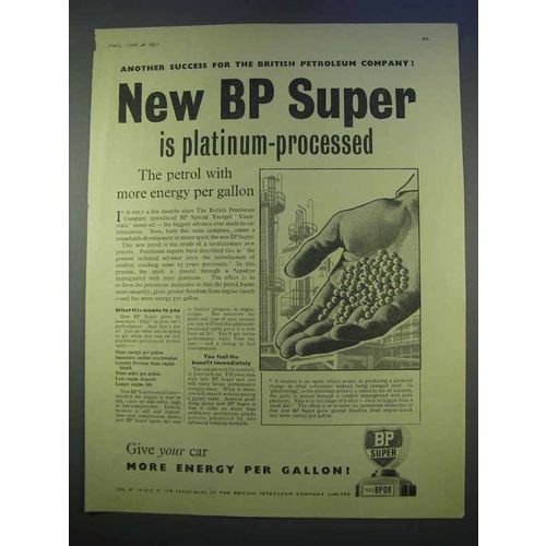 1955 BP Super Petrol Ad - Is Platinum-Processed