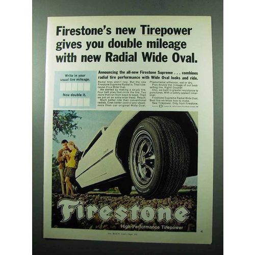 1969 Firestone Supreme Radial Tire Ad - New Tirepower