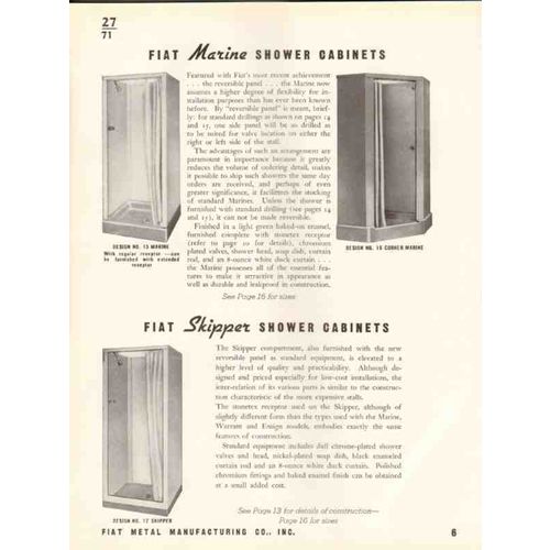 fiat metal manufacturing company 1938 shower cabinets vintage catalog