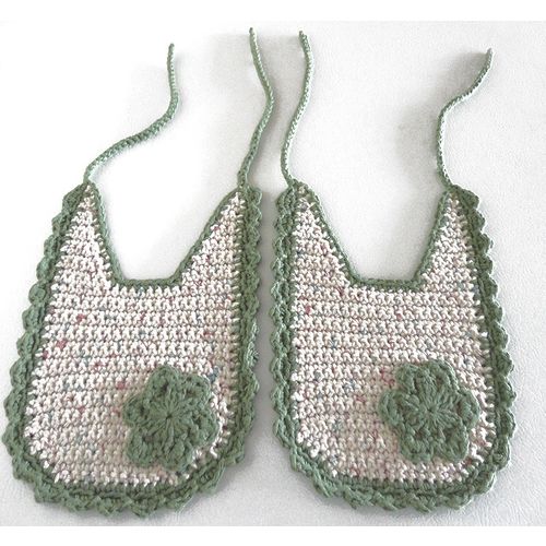Baby toddler bib burp cloth set #bb004 cotton crochet 6 inch x 6.5 inch