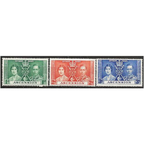 Ascension 1937 Coronation Set SG35-37 Mounted Mint . ..