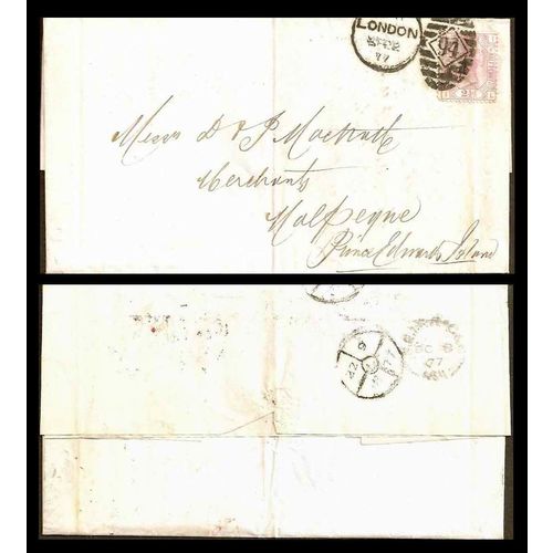 GB # 67 (plate 8) to Malpeque PEI Canada 1877 RARE RPO