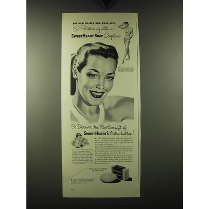 1947 Sweetheart Soap Ad - The new halter bra swim suit so flattering