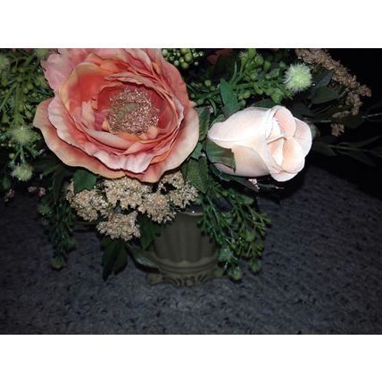 Rose Decorative Flower Centerpiece Arrangements w/Hand-Thrown Potters Wheel Pot