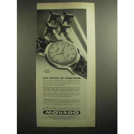 1959 Movado Kingmatic Chronometer Watch Ad - The height of precision