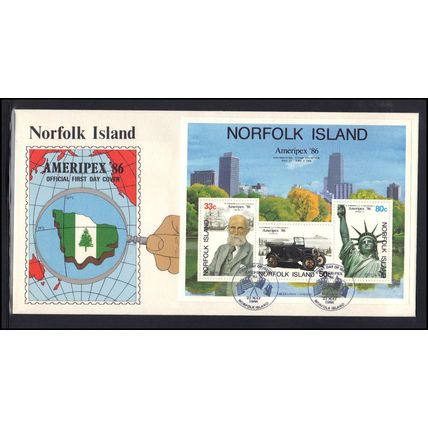 FDC Norfolk Island AMERIPEX '86 (Cachet-U/A) Box0327