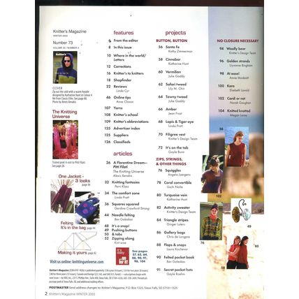 KNITTER'S Knitting Magazine #73 -WINTER 2003 Volume 20 Issue #4 SEEKING CLOSURES