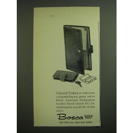 1968 Bosca Advertisement - Glazed Cobra Constant Companion Leather Lined Clutch