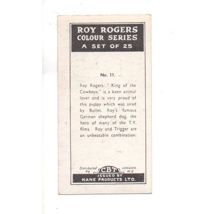 SINGLE KANE PRODUCTS TRADE CARD ROY ROGERS COLOUR SERIES 1958 NUMBER 11